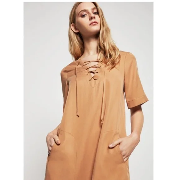 Bcbgeneration Women's Lace-Up Shift Dress - Brown Sugar - Size Xxs